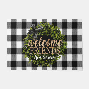Paillasson Buffalo Check Black and White Boxwood Wreve