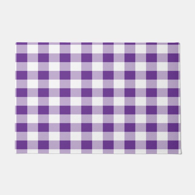 Paillasson Buffalo Check Plaid Purple et Blanc (Devant)