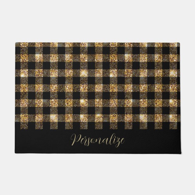 Paillasson Buffle de Parties scintillant d'or noir Plaid pers (Devant)