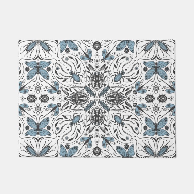 Paillasson Bugs, noir et bleu (Devant)