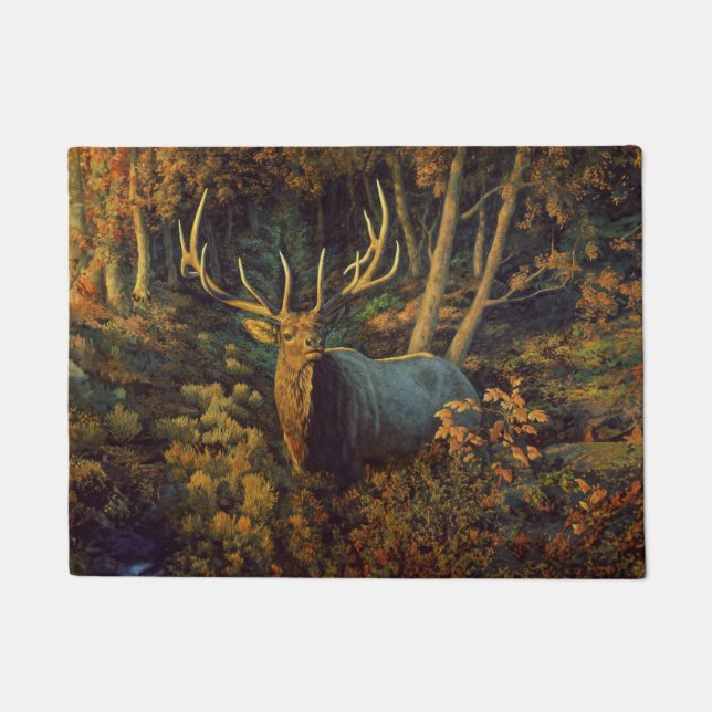 Paillasson Bull Elk dans la forêt d'automne (Devant)