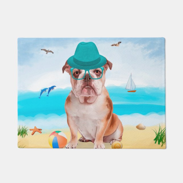 Paillasson Bulldog anglais sur la plage (Devant)