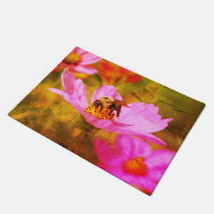 Paillasson Bumble Bee On Rose Cosmos Flower Abstrait