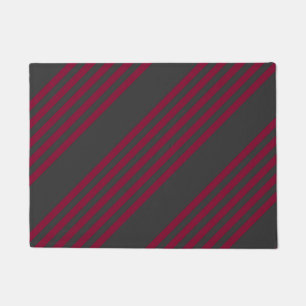 Paillasson Burgundy rouge et charbon de bois cinq bandes moti