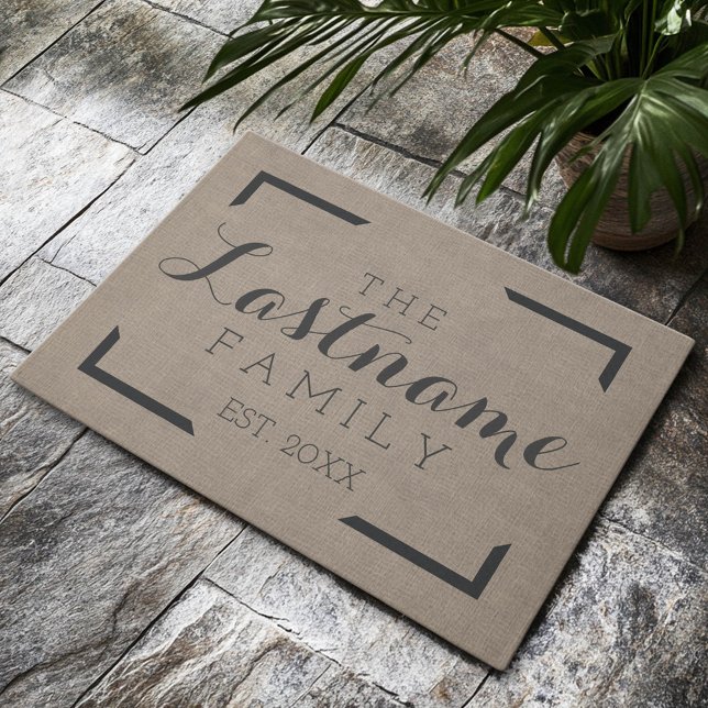 Paillasson Burlap rustique - Connexion familiale ou Mariage p (Custom Welcome Mat)