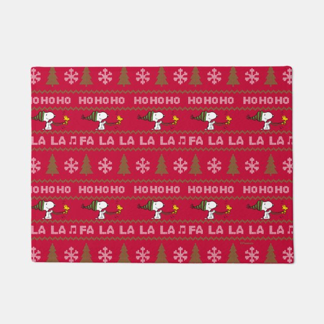 Paillasson cacahuètes | Chandail de Noël Snoopy & Woodstock (Devant)