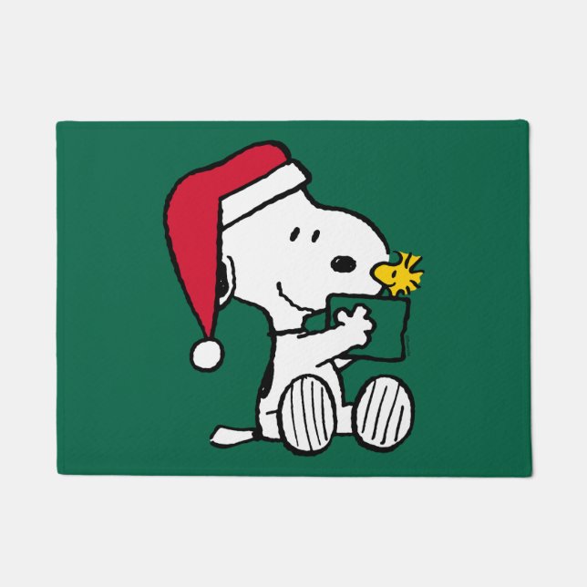 Paillasson cacahuètes | Snoopy Père Noël & Woodstock Cadeau (Devant)