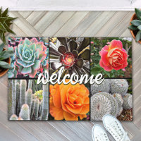Cactus Roses Photo Collage Bienvenue Script Modern
