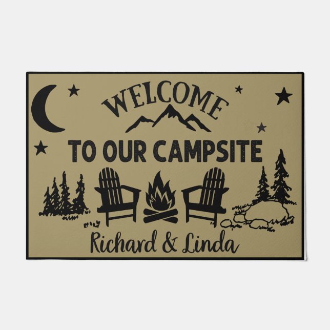 Paillasson Cadeau De Camping Personnalisé, Bienvenue Sur Notr (Devant)