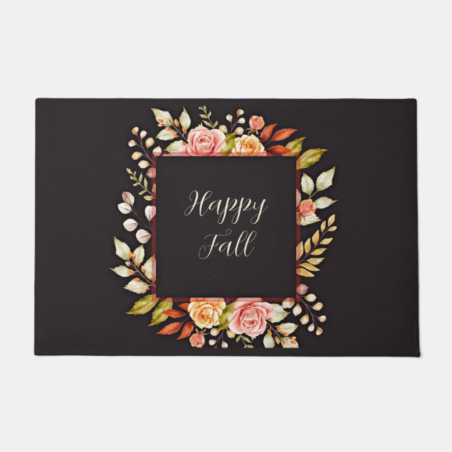 Paillasson Cadre floral automne avec texte personnalisable (Devant)
