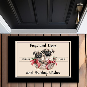Paillasson Câlins et Bisous Vœux de Fêtes Amoureux de Chiens