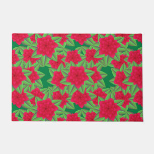 Paillasson Camellias rouge foncé et Feuilles verts