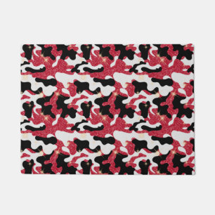 Paillasson Camouflage Camo Rouge Blanc Noir Brillante
