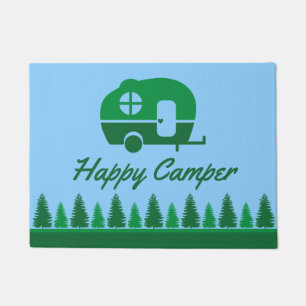Paillasson Camper et arbres de RV Retro en vert et bleu
