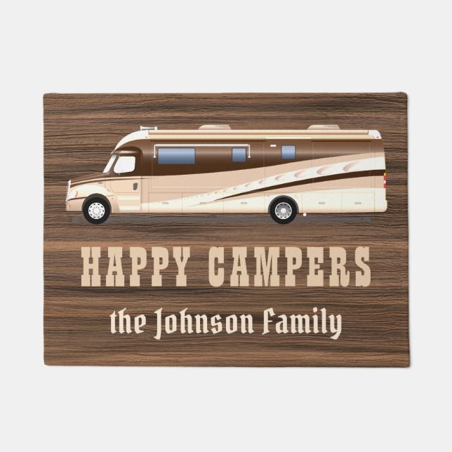 Paillasson Campeurs heureux famille de camping rustique en bo (Devant)