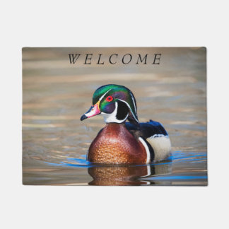 Paillasson Canard en bois dans un étang