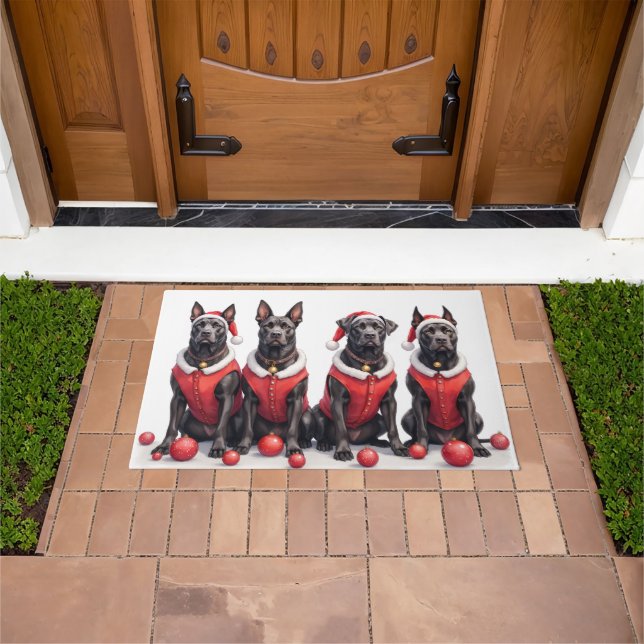 Paillasson Cane Corso Christmas Dress Santa Hat (De plein air)