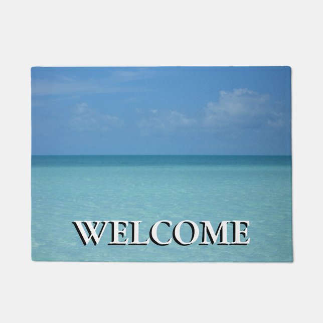 Paillasson Caraïbes Horizon Tropical Turquoise Bleu (Devant)