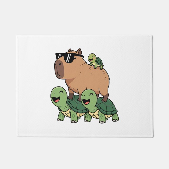 Paillasson Caravane de tortue Capybara, Funny Capybara (Devant)