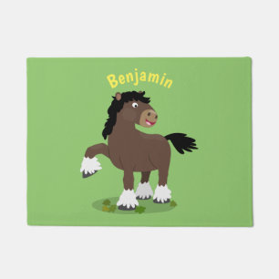 Paillasson Caricature de cheval de trait de Cute Clydesdale