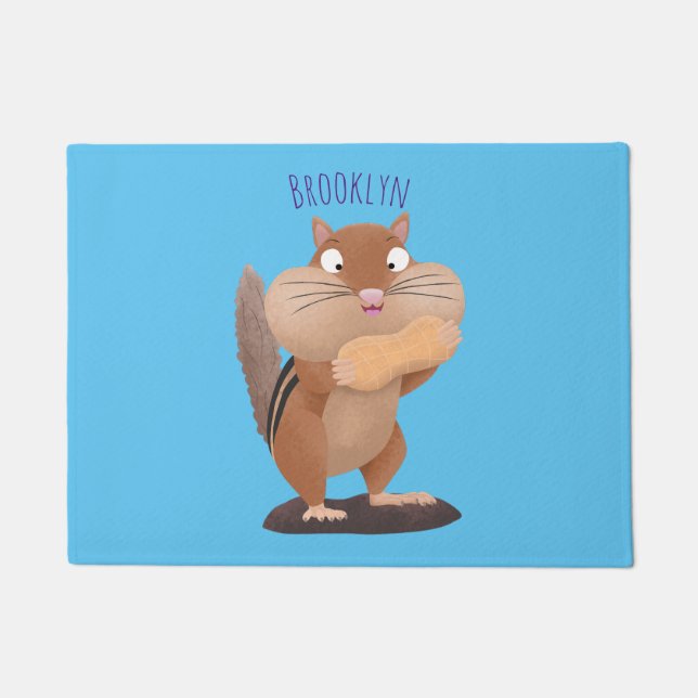 Paillasson Caricature de chipmunk à grosses joues mignonnes (Devant)