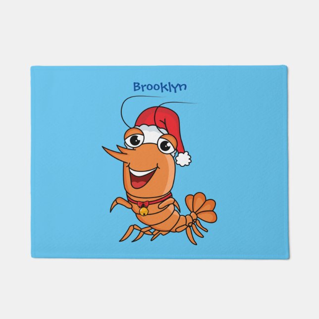 Paillasson Caricature de crevettes de Noël joyeux (Devant)