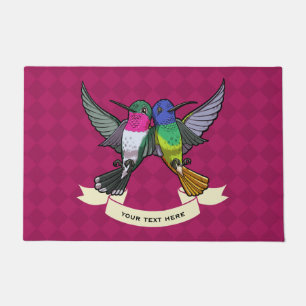 Paillasson Caricature de deux colibris de couleur vive