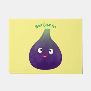 Paillasson Caricature de fruits mauve joyeux aux figues