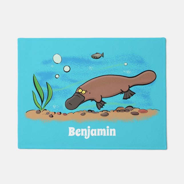 Paillasson Caricature de natation de Cute platypus (Devant)