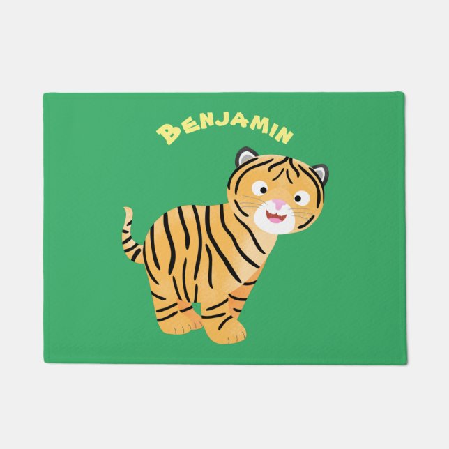 Paillasson Caricature de petit tigre joyeux (Devant)