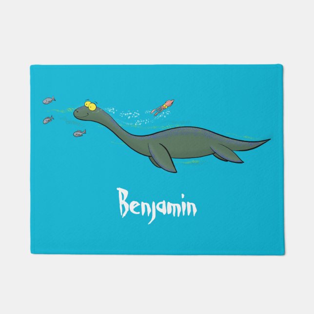 Paillasson Caricature de plesiosaure, monstre marin mignon et (Devant)