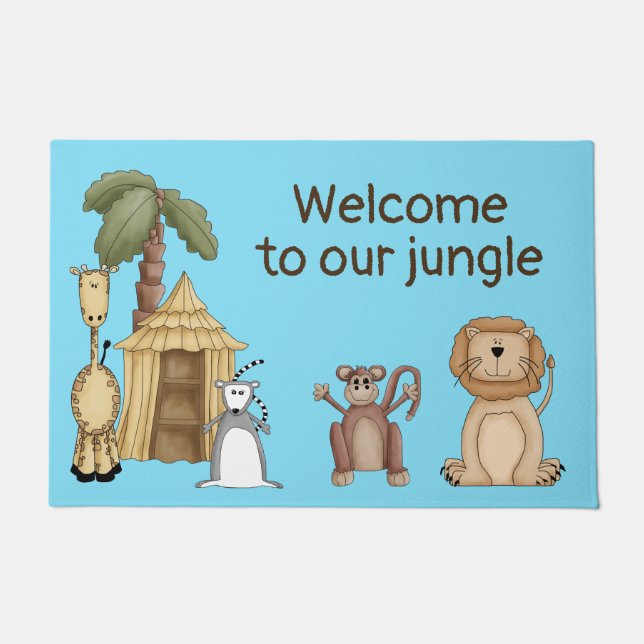 Paillasson Caricature Jungle Animaux Porte Mat (Devant)