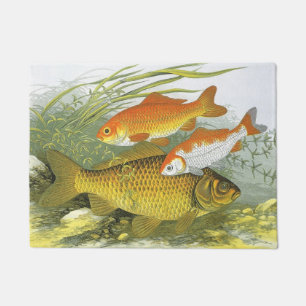 Paillasson Carpe Koï Poisson Rouge, Vie Marine Aquatique Anci