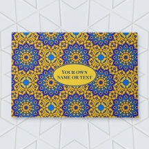 Carreaux marocains en bleu et jaune avec zone de t