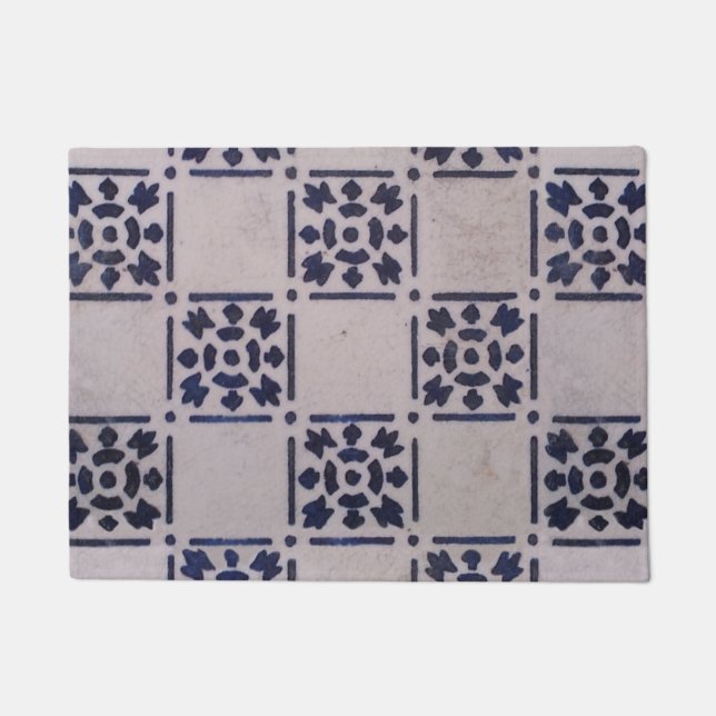 Paillasson Carrelage Delft Bleu : Motif d'art néerlandais cla (Devant)