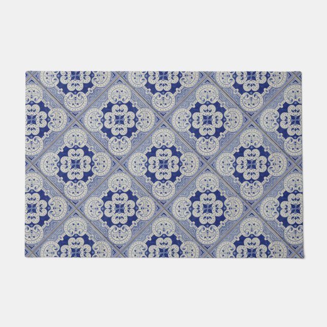 Paillasson Carrelage en céramique bleu Cobalt (Devant)