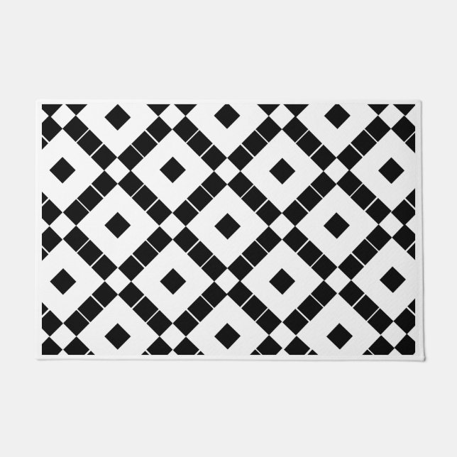 Paillasson Carrelage géométrique en diamant noir (Devant)