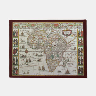 Paillasson Carte ancienne du monde de l'Afrique par Blaeu, ve