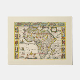 Paillasson Carte antique de l'Afrique par Hondius et Jansson
