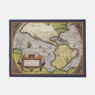 Paillasson Carte antique du monde : les Amériques par Abraham