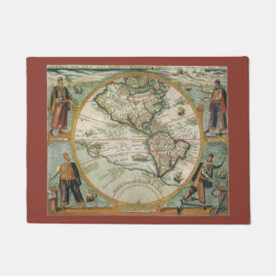 Paillasson Carte antique du Nouveau Monde les Amériques, Theo