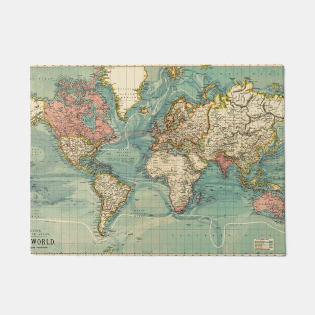 Paillasson Carte du monde vintage (Devant)