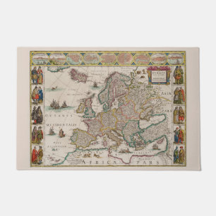 Paillasson Carte médiévale de l'Europe (par Willem Blaeu)