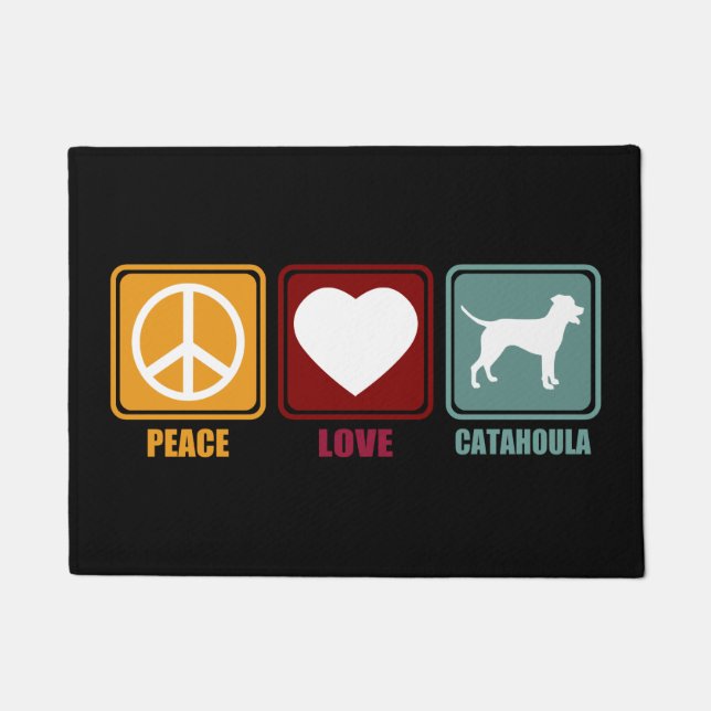 Paillasson Catahoula Leopard Chien race Peace Love Cadeau (Devant)