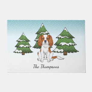 Paillasson Cavalier King Charles Spaniel Blenheim en Hiver