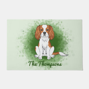 Paillasson Cavalier King Charles Spaniel Blenheim sur fond ve