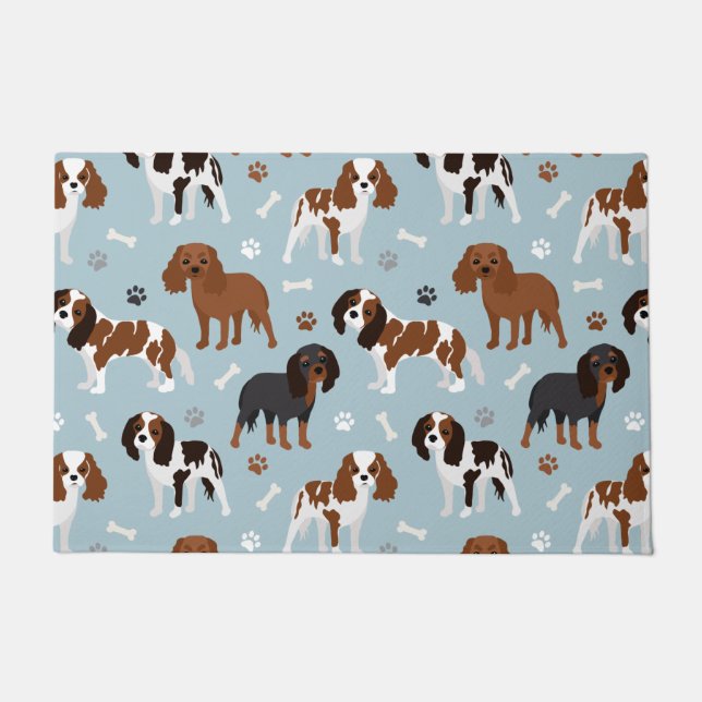 Paillasson Cavalier King Charles Spaniel Paws and Bones (Devant)
