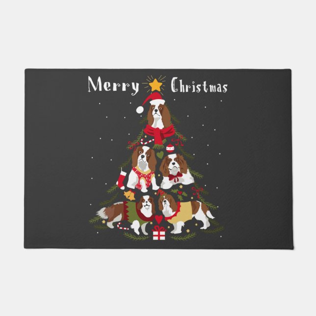Paillasson Cavalier King Charles Spaniel Tree Xmas (Devant)