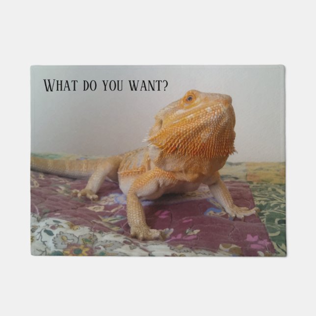 Paillasson CE QUI VOUS VEULENT le dragon barbu drôle (Devant)