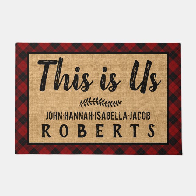 Paillasson Ceci est nous Black Red Buffalo Check Plaid Custom (Devant)
